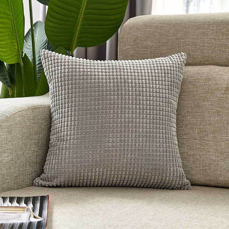 Square cushion cover with textured waffle chenille and concealed zipper Bowlift