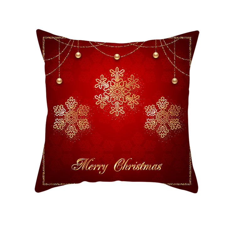 Festive Square Decorative Cushion Cover with Metallic Script Print and Concealed Zipper