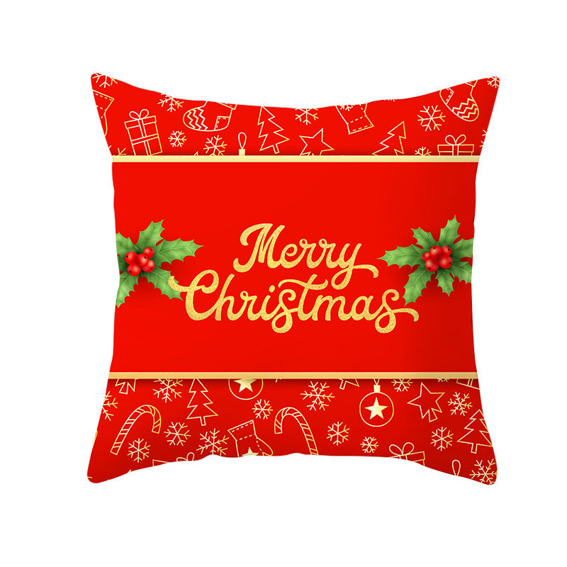 Festive Square Decorative Cushion Cover with Metallic Script Print and Concealed Zipper