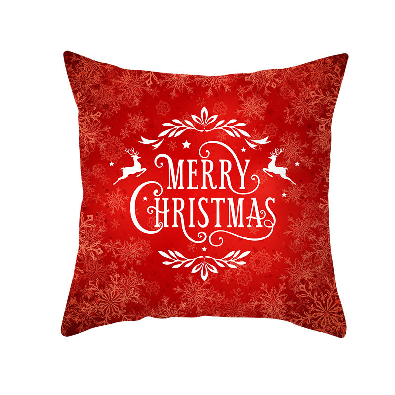 Festive Square Decorative Cushion Cover with Metallic Script Print and Concealed Zipper