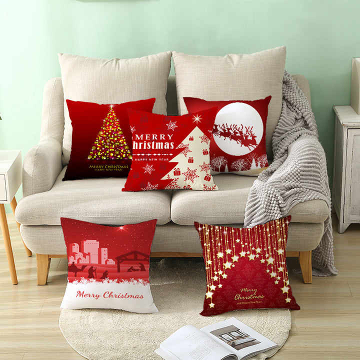 Festive Square Decorative Cushion Cover with Metallic Script Print and Concealed Zipper