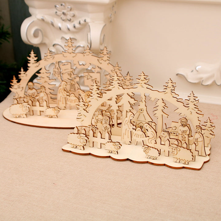 Decorative Wooden Christmas Scene Ornaments Bowlift