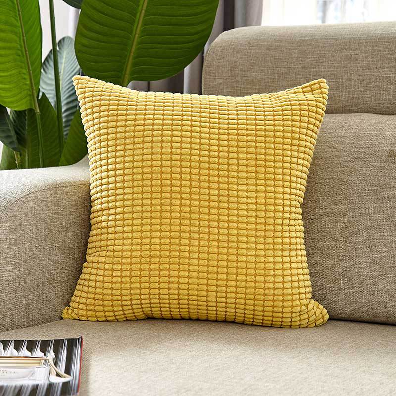 Square cushion cover with textured waffle chenille and concealed zipper Bowlift