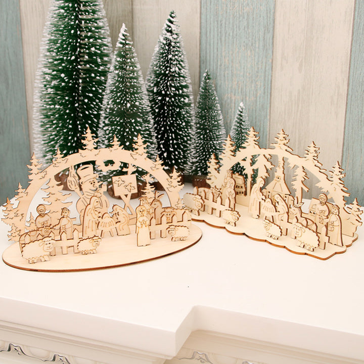 Decorative Wooden Christmas Scene Ornaments Bowlift
