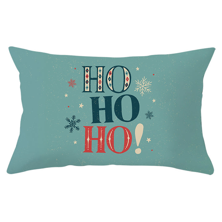 Rectangular Winter Deer Scenic Lumbar Pillow Cover with Linen-Texture and Concealed Zipper