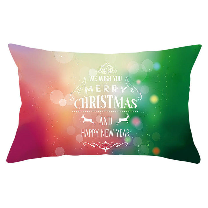Rectangular Winter Deer Scenic Lumbar Pillow Cover with Linen-Texture and Concealed Zipper