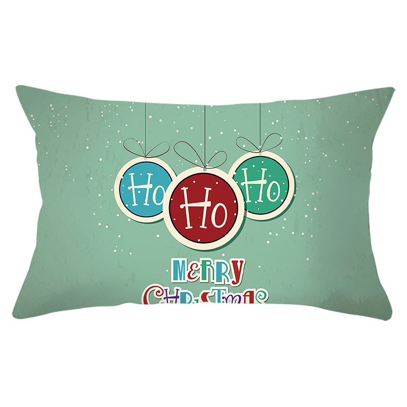 Rectangular Winter Deer Scenic Lumbar Pillow Cover with Linen-Texture and Concealed Zipper
