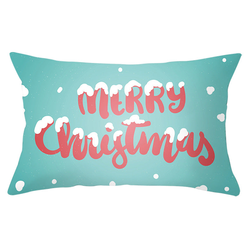 Rectangular Winter Deer Scenic Lumbar Pillow Cover with Linen-Texture and Concealed Zipper
