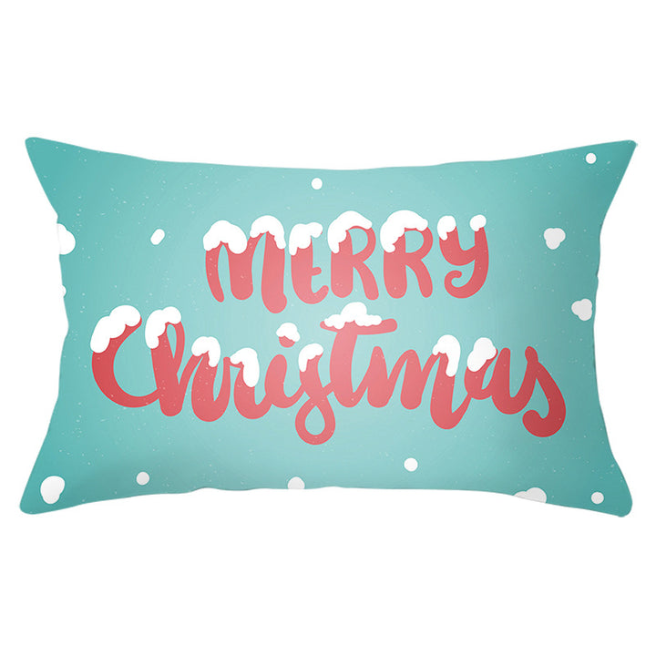 Rectangular Winter Deer Scenic Lumbar Pillow Cover with Linen-Texture and Concealed Zipper