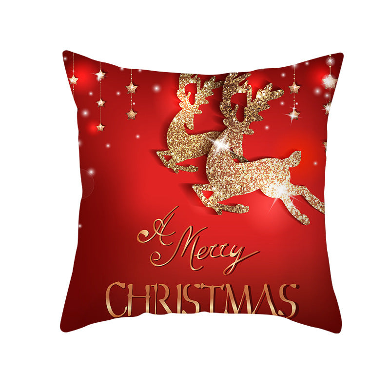 Festive Square Decorative Cushion Cover with Metallic Script Print and Concealed Zipper