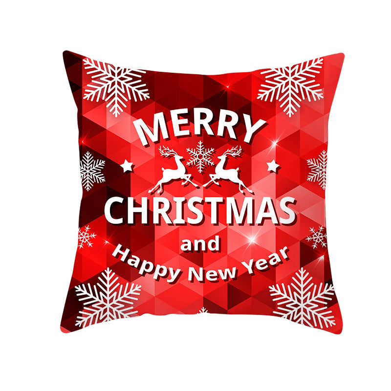 Festive Square Decorative Cushion Cover with Metallic Script Print and Concealed Zipper