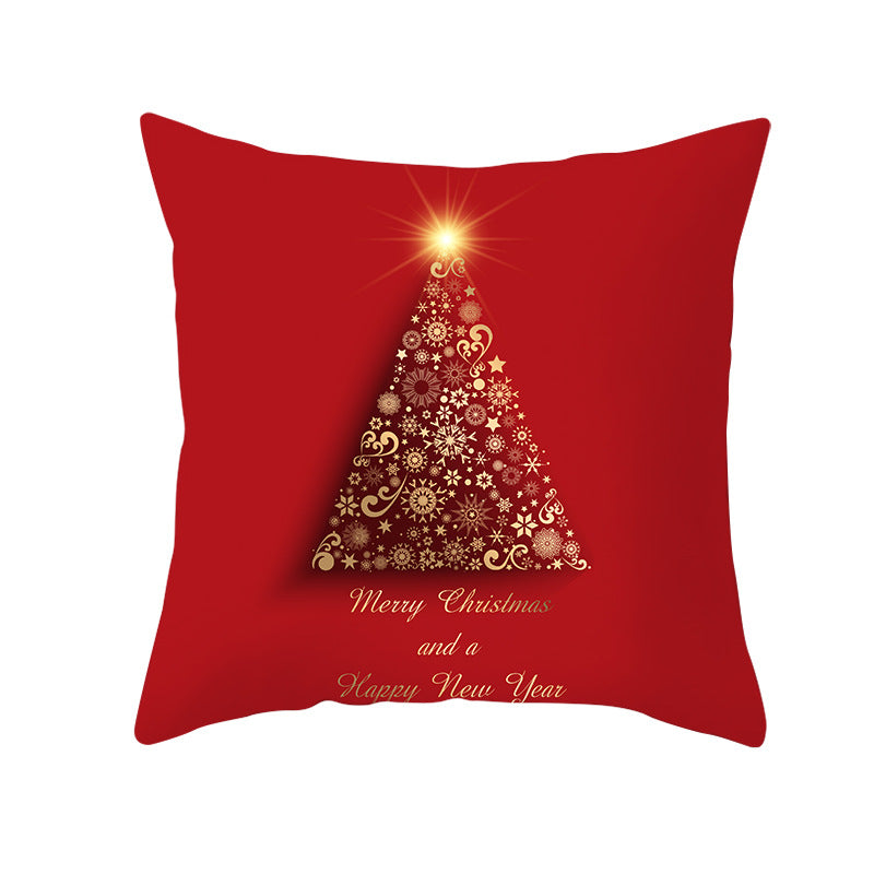 Festive Square Decorative Cushion Cover with Metallic Script Print and Concealed Zipper