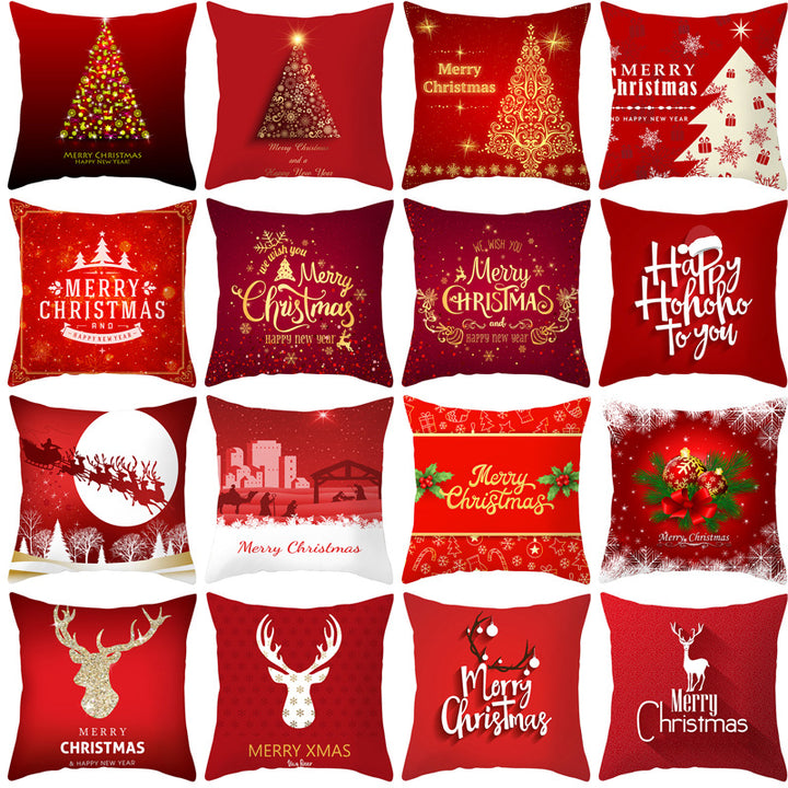 Festive Square Decorative Cushion Cover with Metallic Script Print and Concealed Zipper
