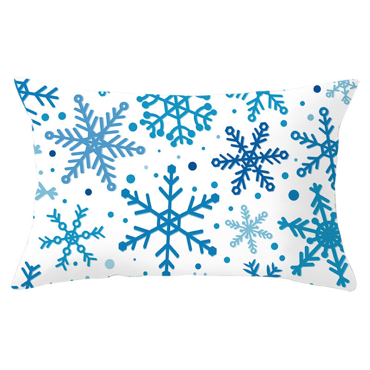 Rectangular Winter Deer Scenic Lumbar Pillow Cover with Linen-Texture and Concealed Zipper