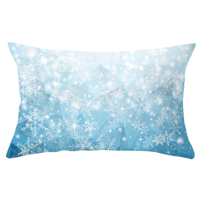 Rectangular Winter Deer Scenic Lumbar Pillow Cover with Linen-Texture and Concealed Zipper