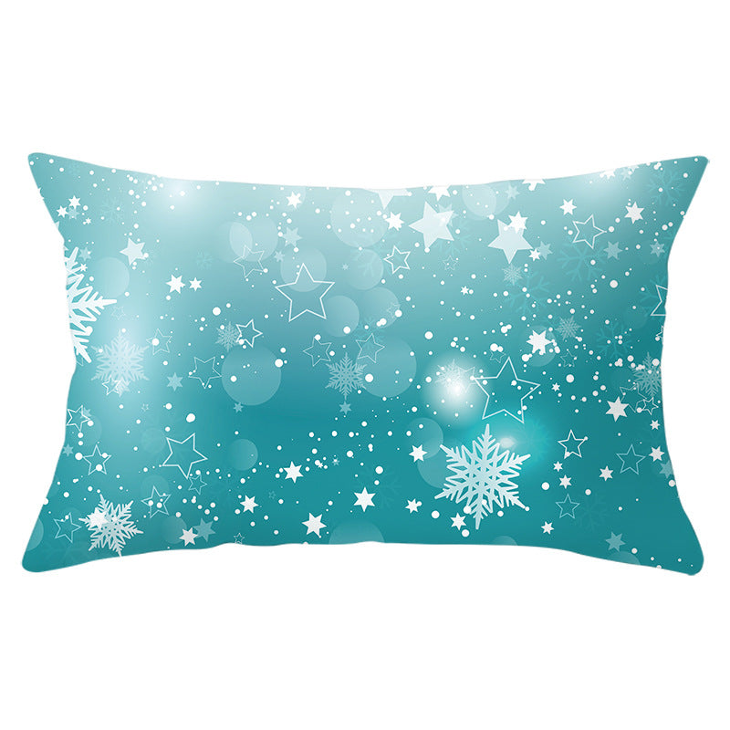 Rectangular Winter Deer Scenic Lumbar Pillow Cover with Linen-Texture and Concealed Zipper