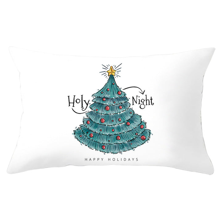 Rectangular Winter Deer Scenic Lumbar Pillow Cover with Linen-Texture and Concealed Zipper