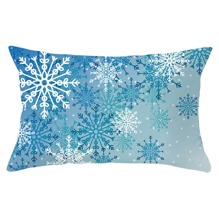 Rectangular Winter Deer Scenic Lumbar Pillow Cover with Linen-Texture and Concealed Zipper