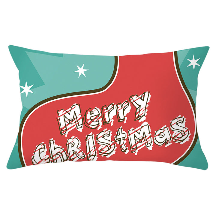 Rectangular Winter Deer Scenic Lumbar Pillow Cover with Linen-Texture and Concealed Zipper