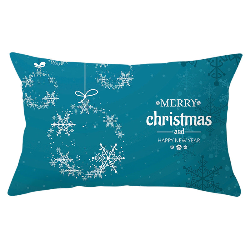 Rectangular Winter Deer Scenic Lumbar Pillow Cover with Linen-Texture and Concealed Zipper