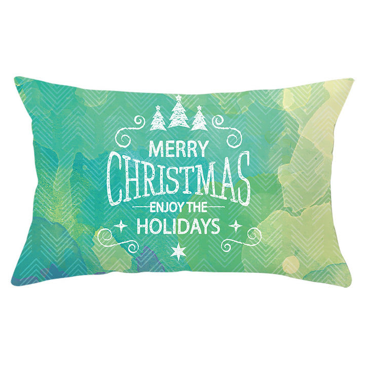 Rectangular Winter Deer Scenic Lumbar Pillow Cover with Linen-Texture and Concealed Zipper