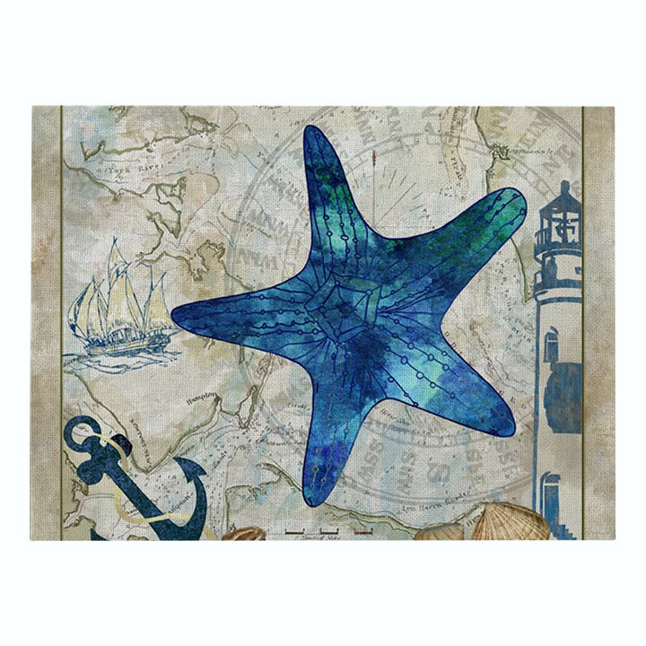 Nautical Mermaid Vintage Canvas Wall Art Print