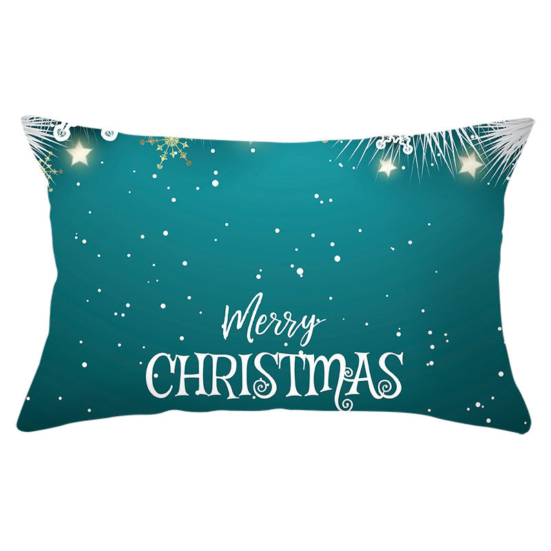 Rectangular Winter Deer Scenic Lumbar Pillow Cover with Linen-Texture and Concealed Zipper