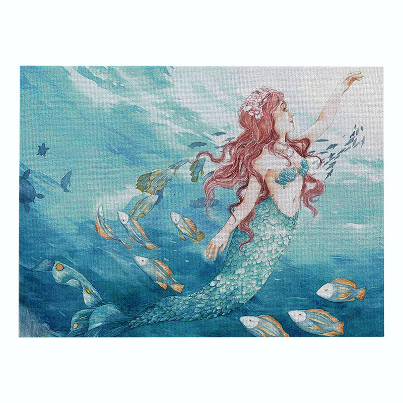 Nautical Mermaid Vintage Canvas Wall Art Print