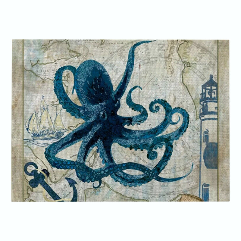 Nautical Mermaid Vintage Canvas Wall Art Print