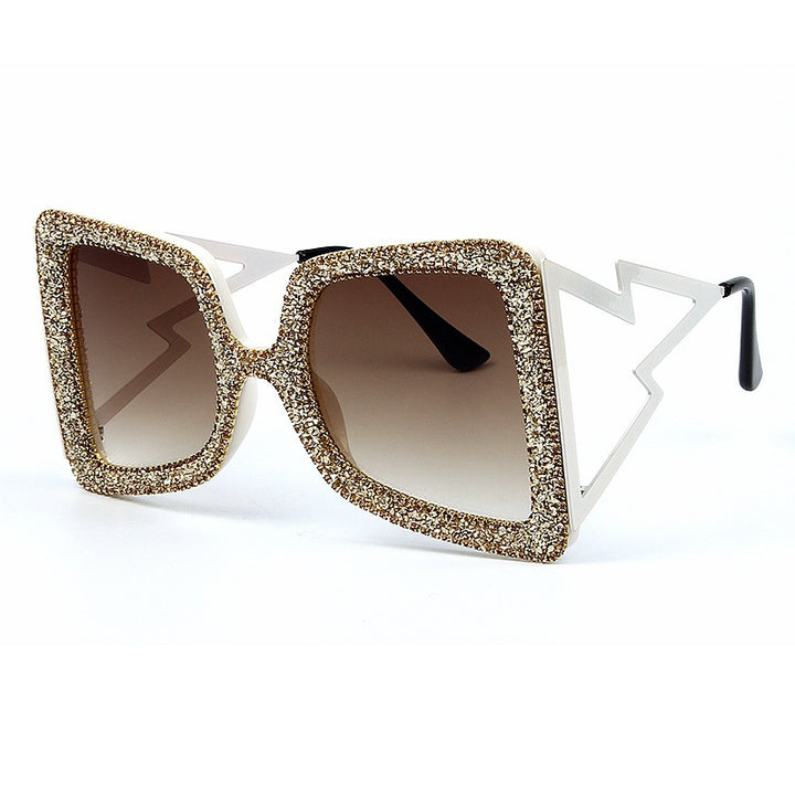Women's oversized sunglasses with glittering crystal frame Bowlift