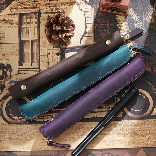 Premium Leather Zippered Pen Case