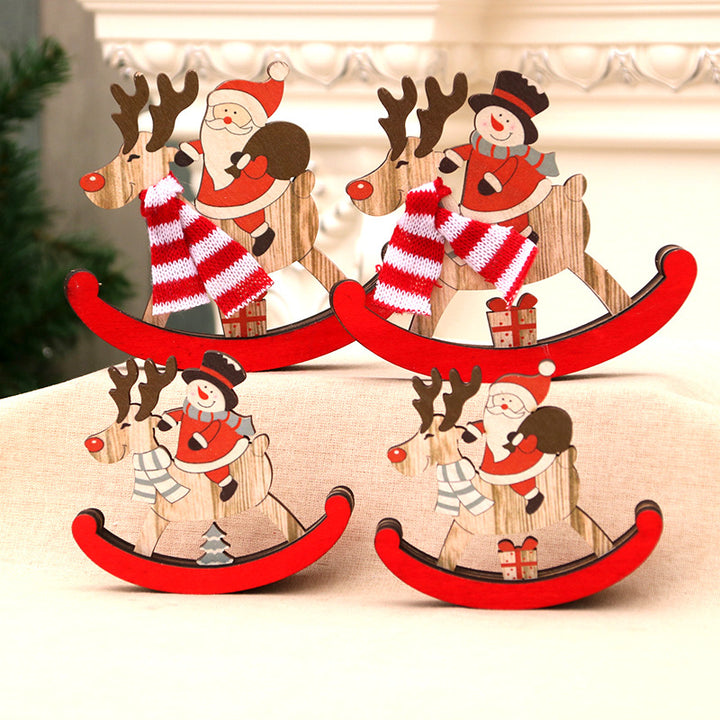 Decorative Wooden Reindeer and Snowman Figurine Bowlift