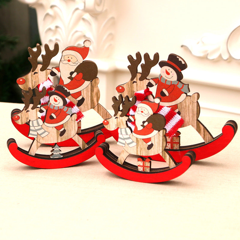 Decorative Wooden Reindeer and Snowman Figurine Bowlift