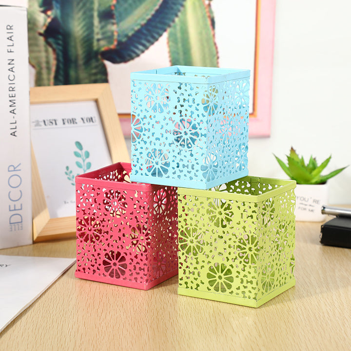 Floral Patterned Metal Desk Organizer Bowlift