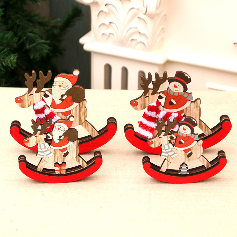 Decorative Wooden Reindeer and Snowman Figurine Bowlift