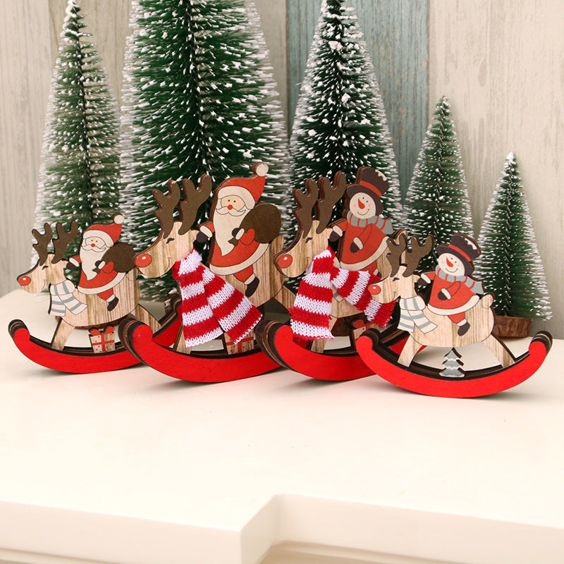 Decorative Wooden Reindeer and Snowman Figurine Bowlift