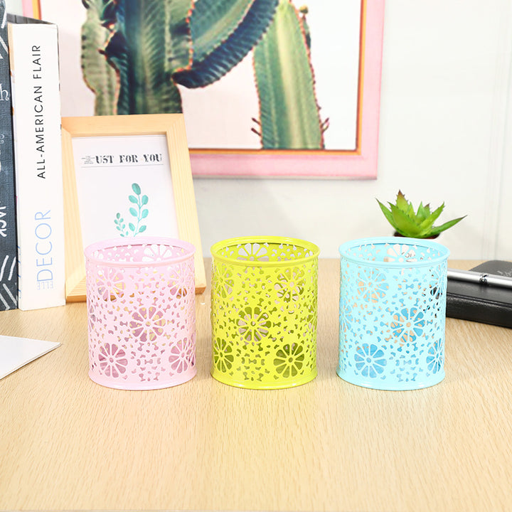 Floral Patterned Metal Desk Organizer Bowlift