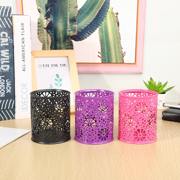 Floral Patterned Metal Desk Organizer Bowlift
