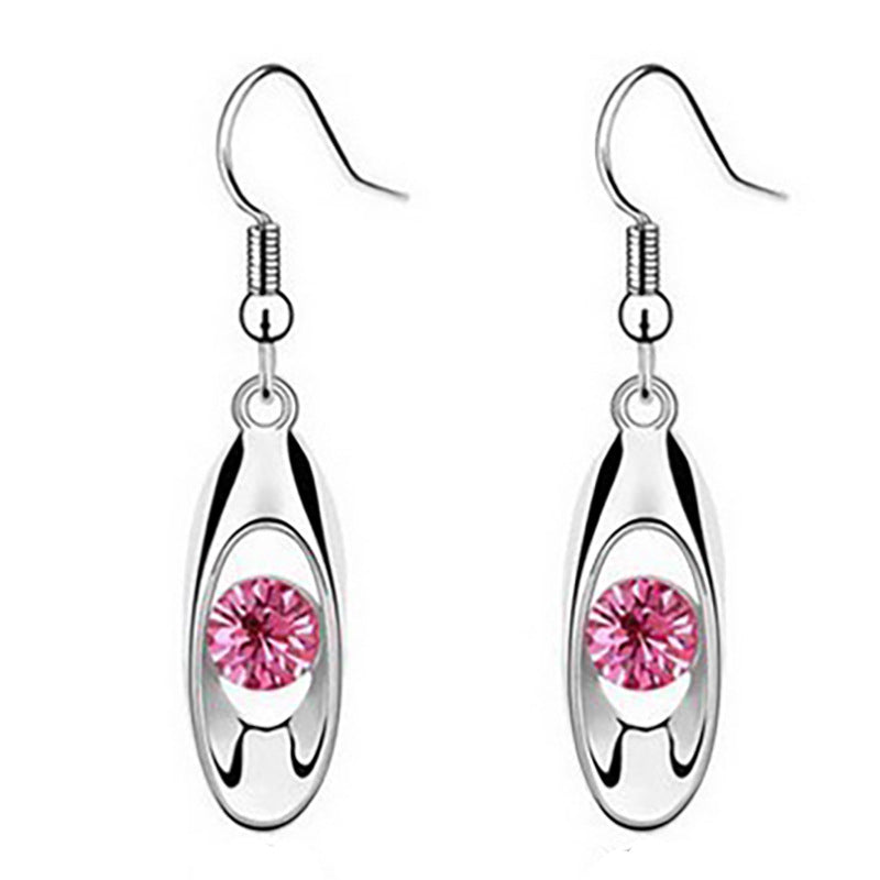 Elegant Crystal Oval Dangle Earrings Bowlift