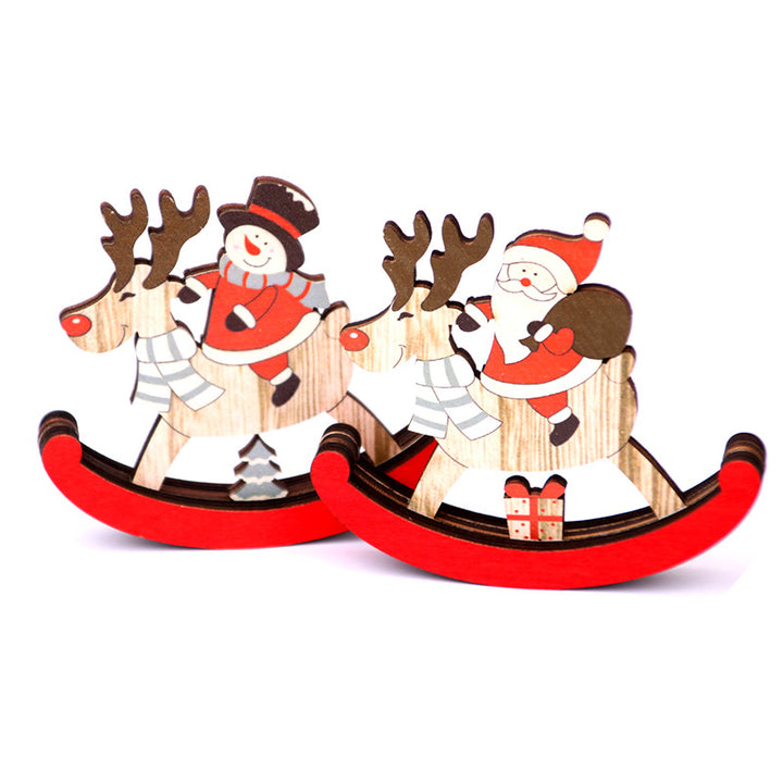 Decorative Wooden Reindeer and Snowman Figurine Bowlift