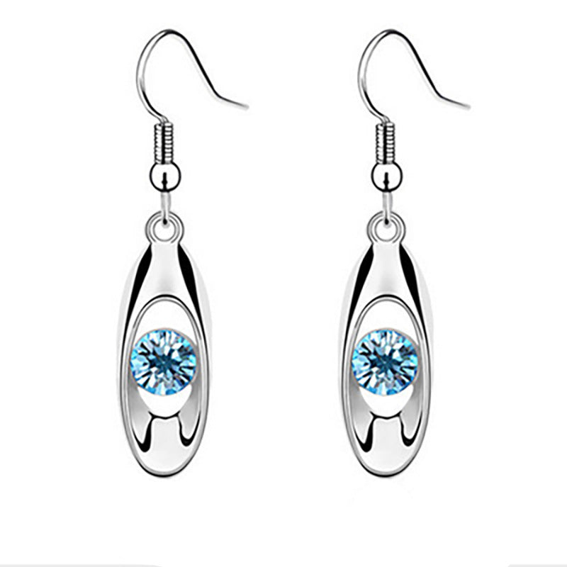 Elegant Crystal Oval Dangle Earrings Bowlift