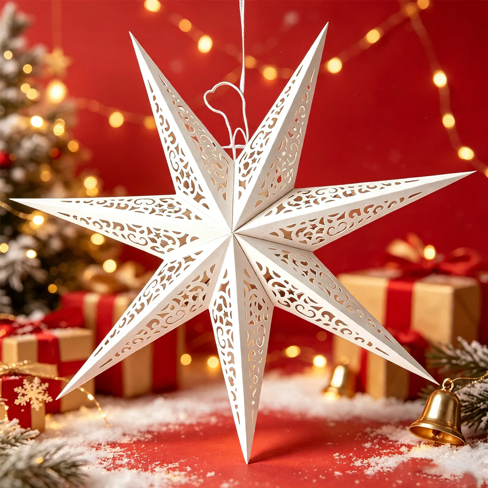 Decorative paper star for hanging