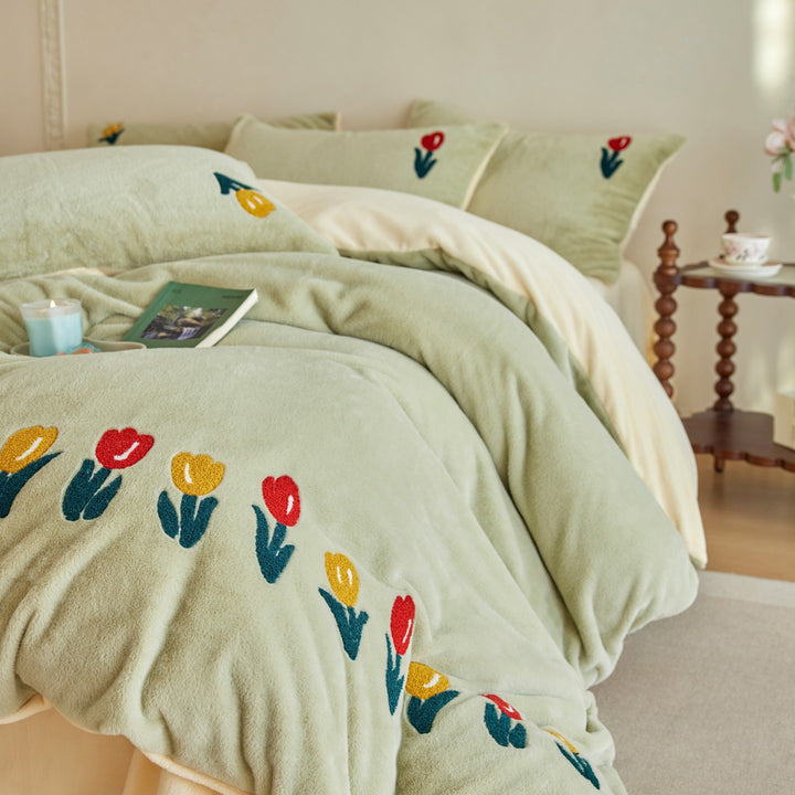 Milk fiber bedding, 4-piece, winter, floral pattern