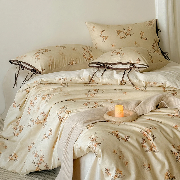 Cotton-linen bedding set, floral pattern