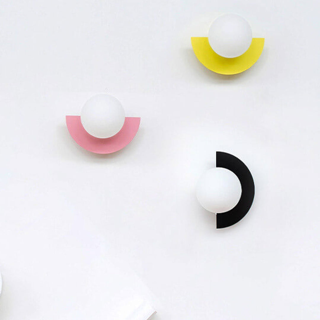 BowLift | Glass Globe Wall Light with Colourful Base