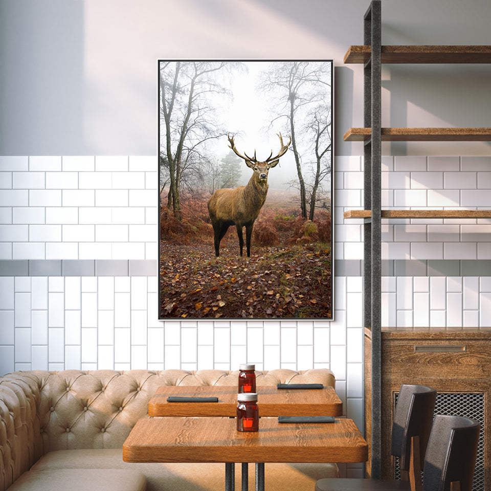 Misty Fall Deer - Canvas Wall Art Painting | Bowlift