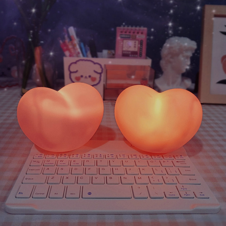 BowLift | LuvSphere Silicone LED Night Light | Heart-Shaped Design | Table Lamp | Warm Mood Light | Decorative