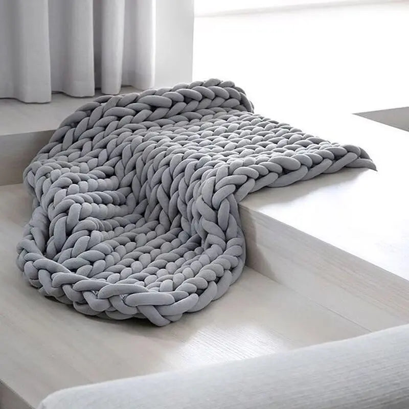 Chunky Knit Throw Handmade Weighted Blanket - SUPER COZY & CALMING BLANKET Bowlift