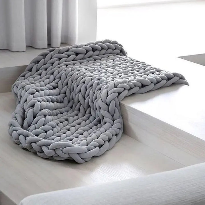 Chunky Knit Throw Handmade Weighted Blanket - SUPER COZY & CALMING BLANKET Bowlift