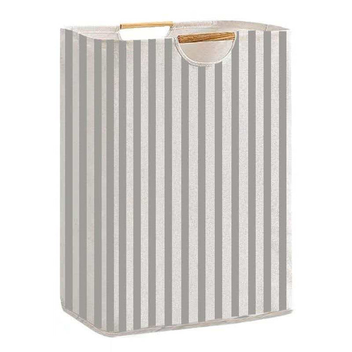 Folding laundry basket with wooden handle, large capacity